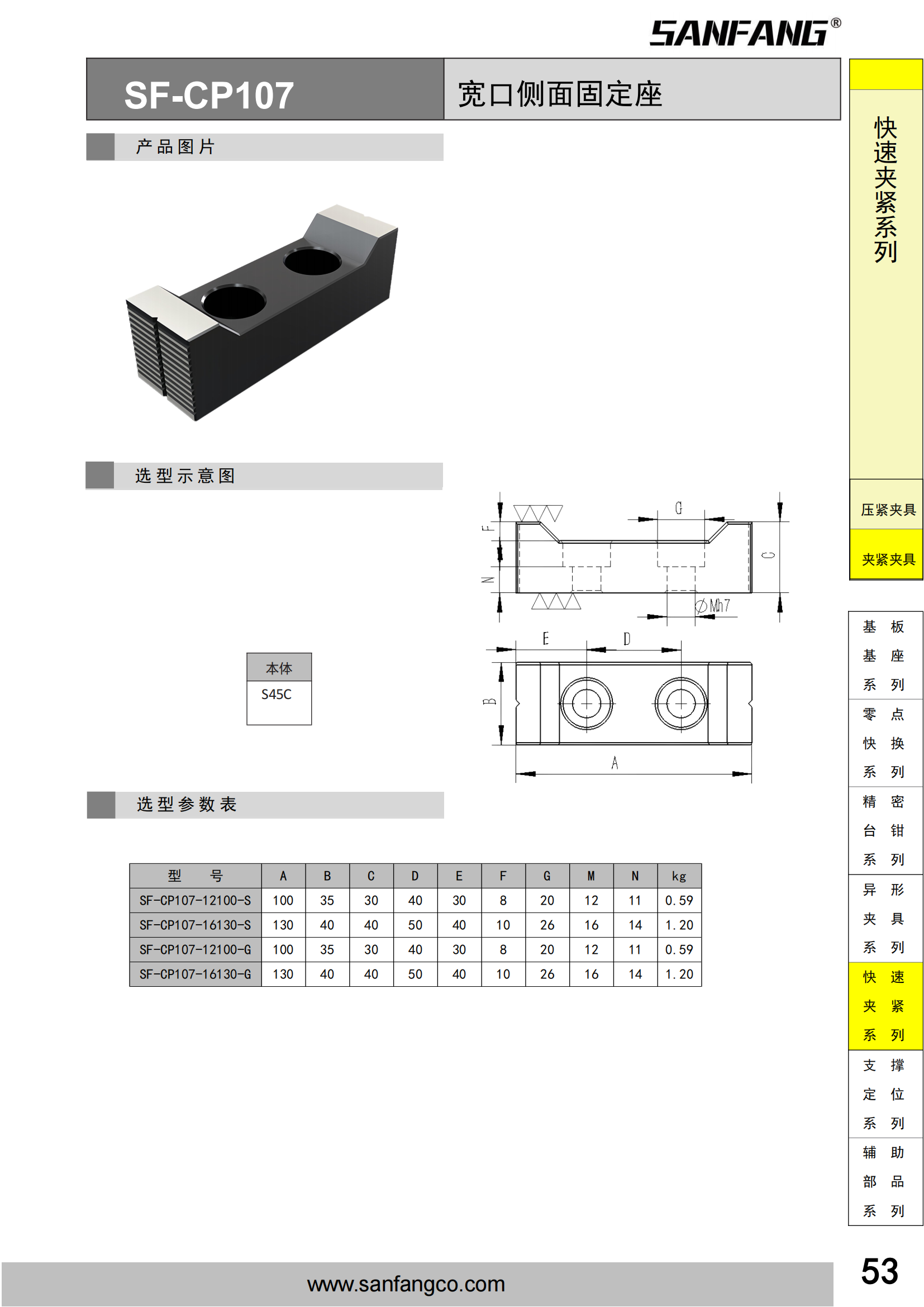 寬口側(cè)面固定座